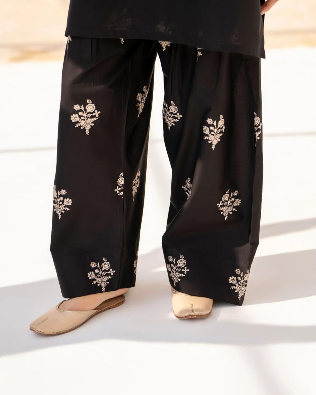 Black Sajal Set (Farshi Shalwar) 2pc